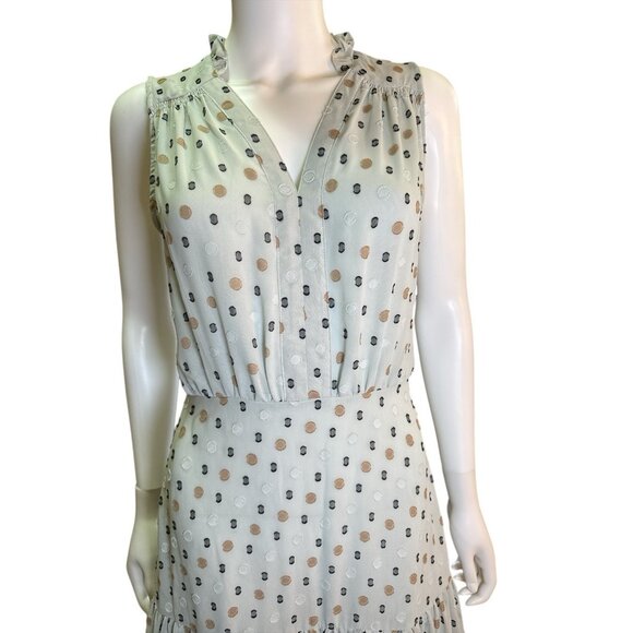 Current Air Dotted Jacquard Tiered Midi Dress with Ruffled Wrap Skirt Sz S EUC - Picture 4 of 8